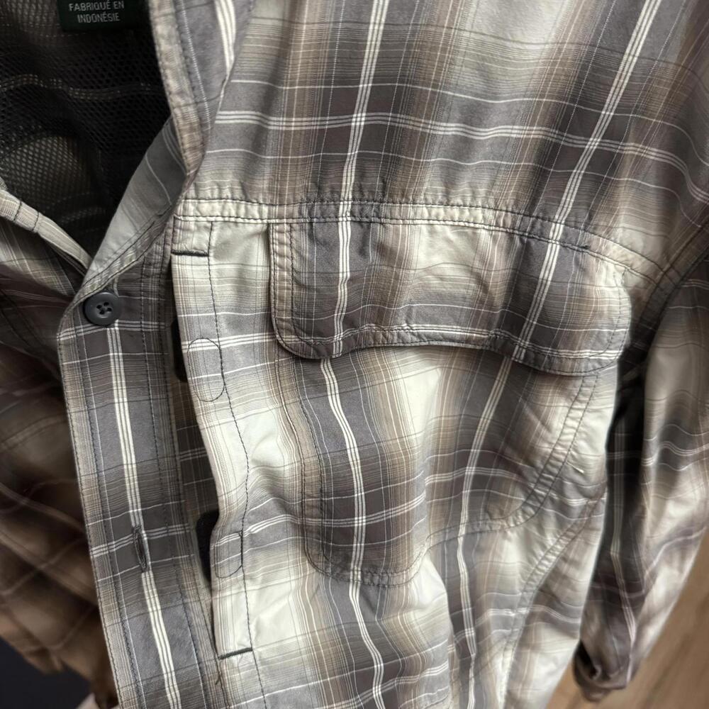 Woolrich Outdoor Shirt Jacket with Mesh Lining, Grey/White Plaid, Mens Large - Picture 5 of 8